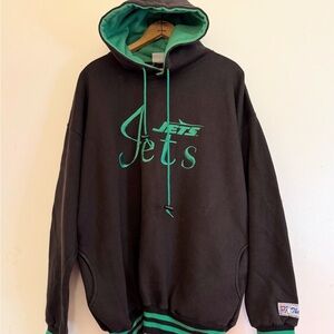 Vintage 90s Embroidered New York Jets The Game Hoodie Striped Size L Men’s